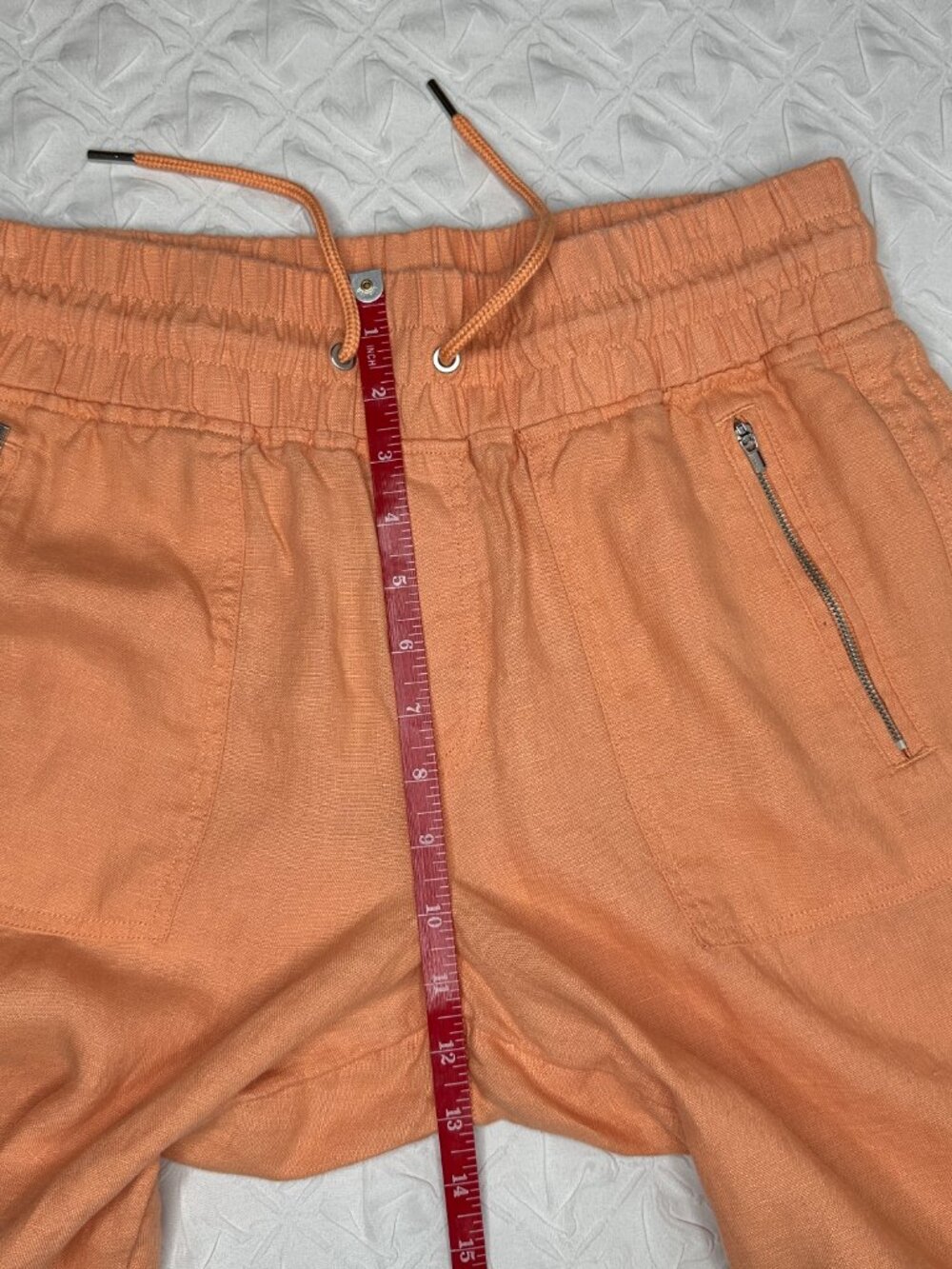 Athleta Cabo 100% Linen Orange Joggers, Size 10 Athleisure Boho Resort - Picture 4 of 7